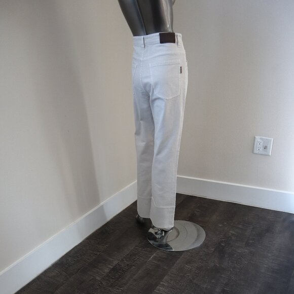 Brunello Cucinelli Monili Jeans Natural Denim Barrel Cuff Kick Flare Size 8 - Picture 9 of 11